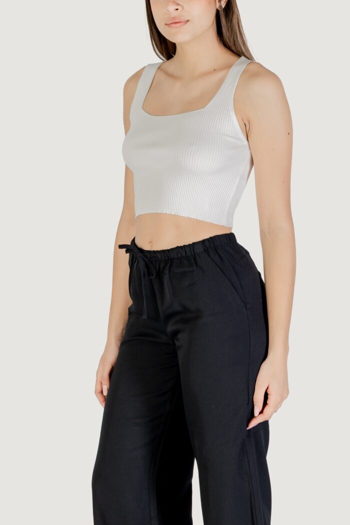 Canotta Only onltatianna sl cropped square neck knt Bianco