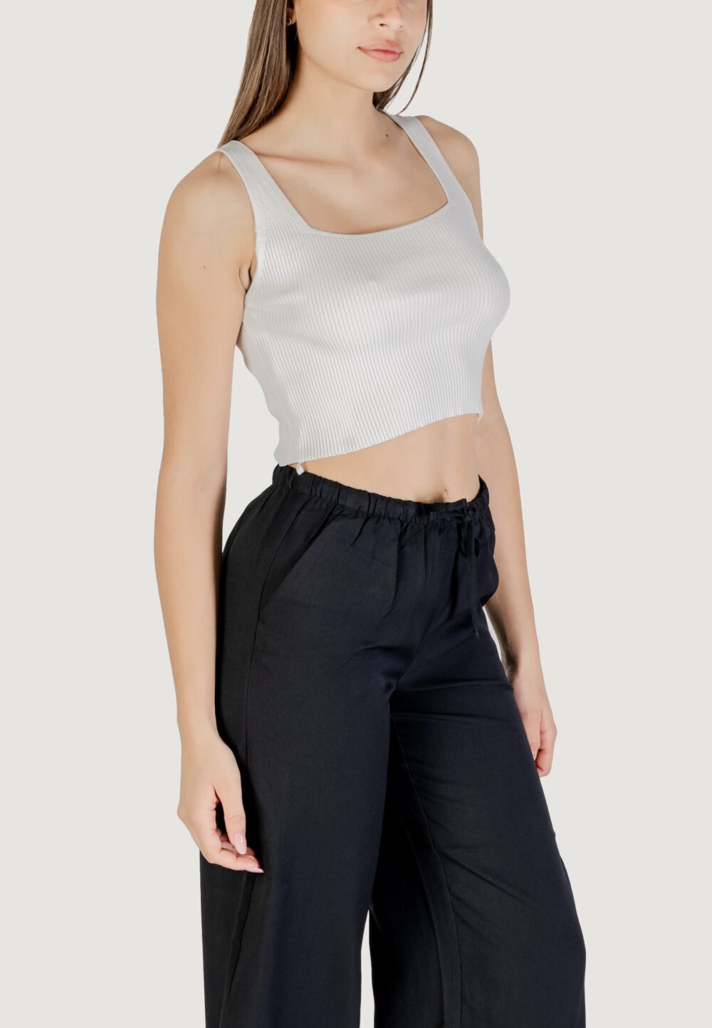 Canotta Only onltatianna sl cropped square neck knt Bianco - Foto 3