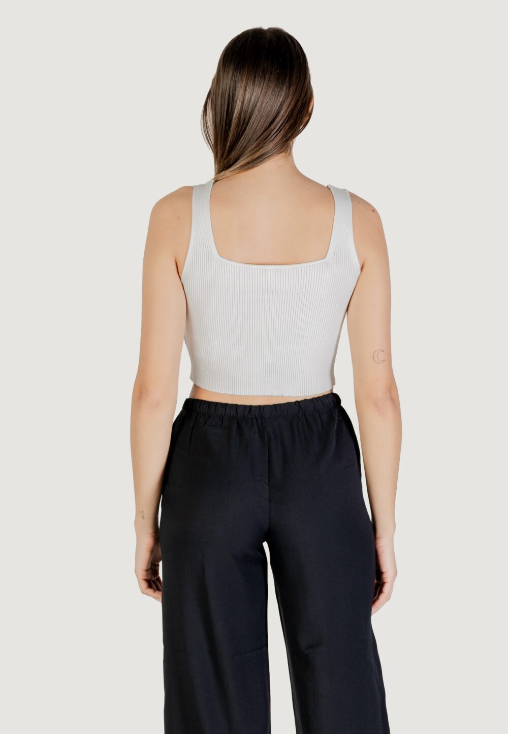 Canotta Only onltatianna sl cropped square neck knt Bianco - Foto 4