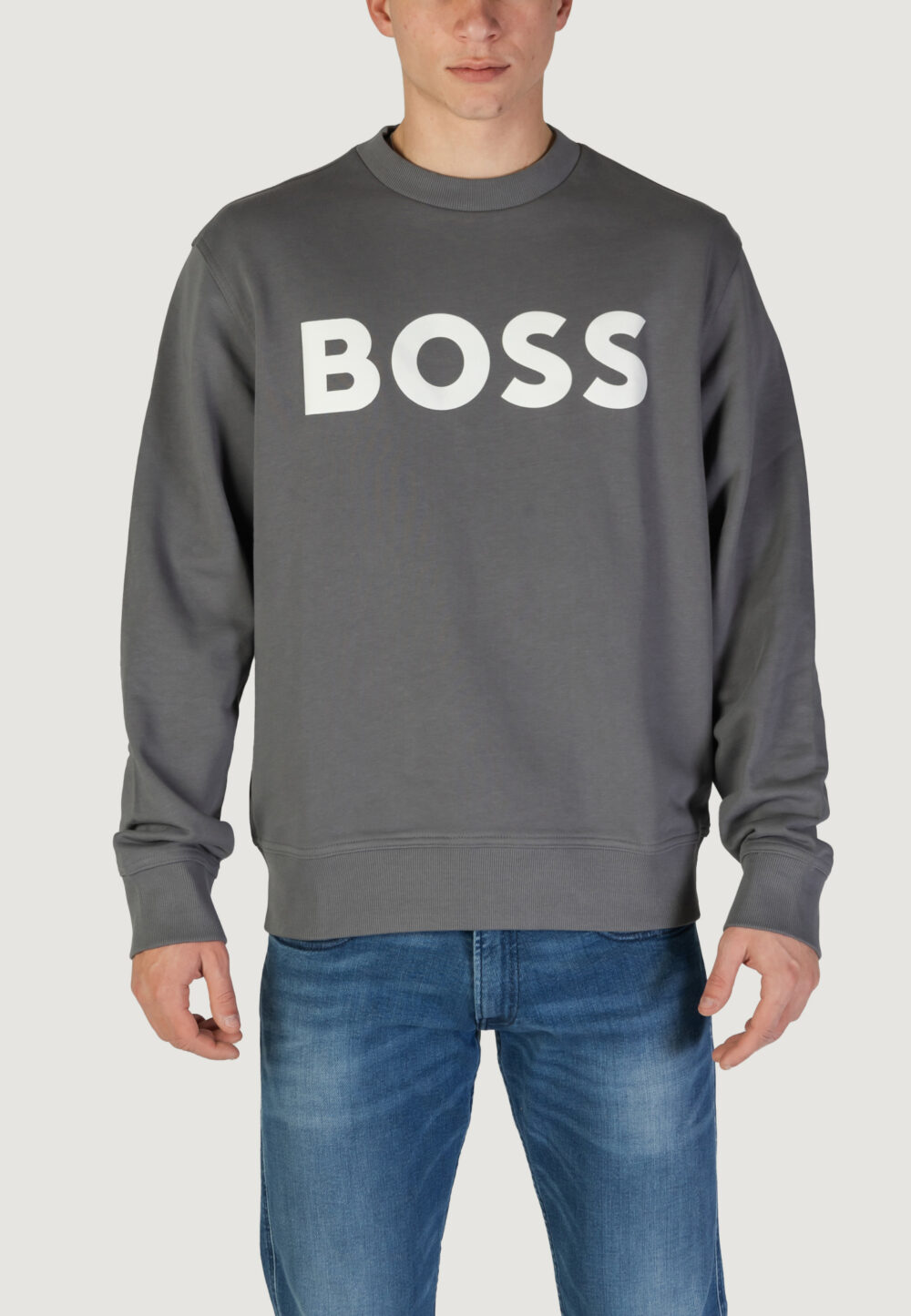 Felpa senza cappuccio Boss jersey we basic crew Grigio Scuro - Foto 1