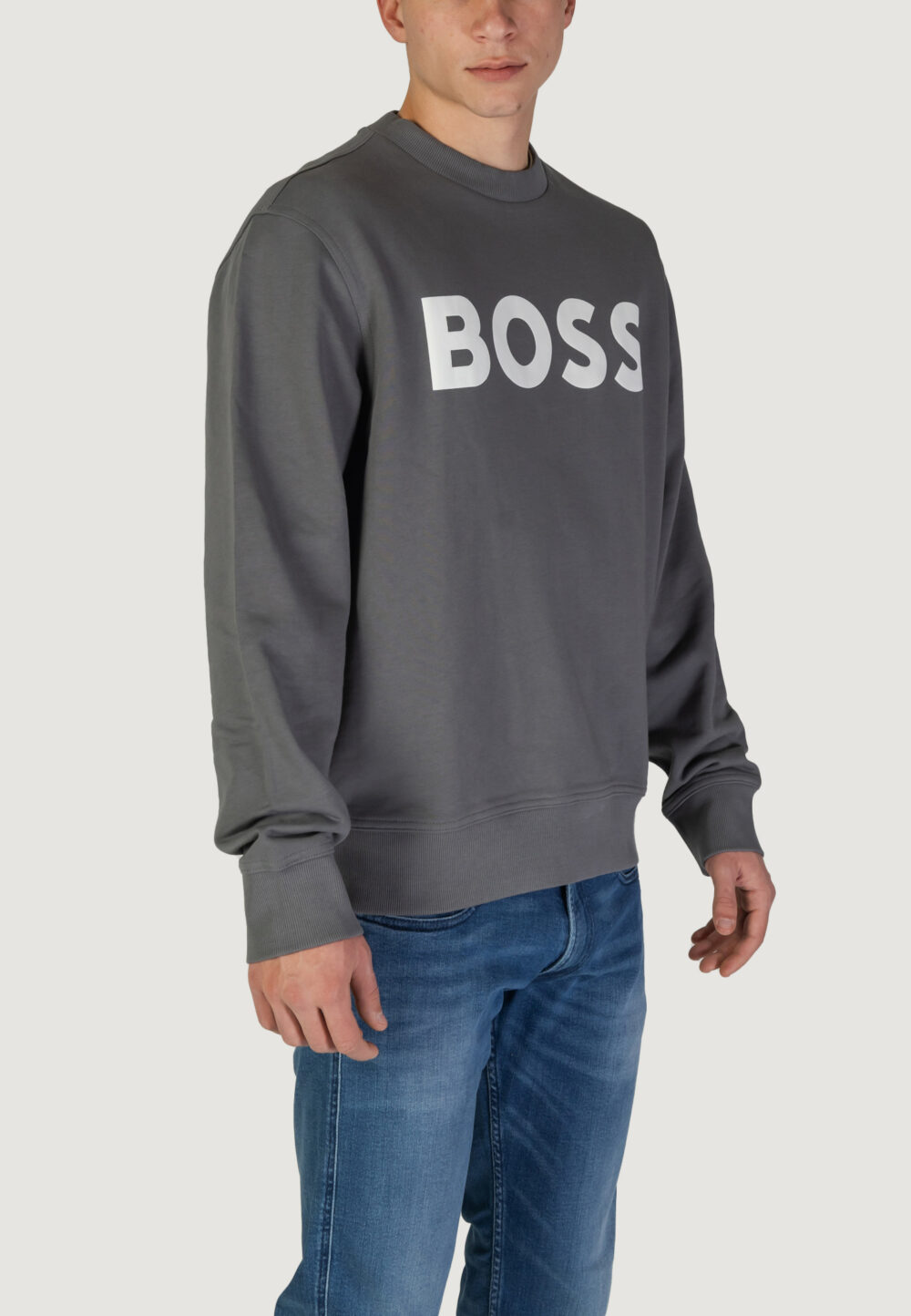 Felpa senza cappuccio Boss jersey we basic crew Grigio Scuro - Foto 4