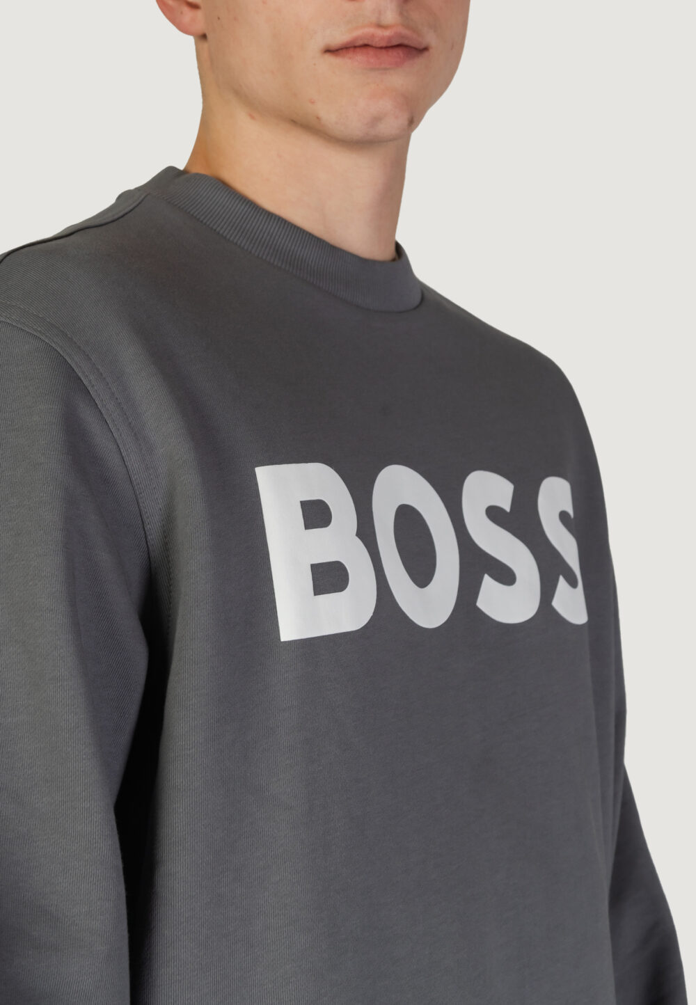 Felpa senza cappuccio Boss jersey we basic crew Grigio Scuro - Foto 5