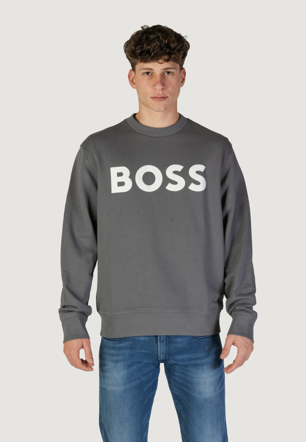 Felpa senza cappuccio Boss jersey we basic crew Grigio Scuro - Foto 6