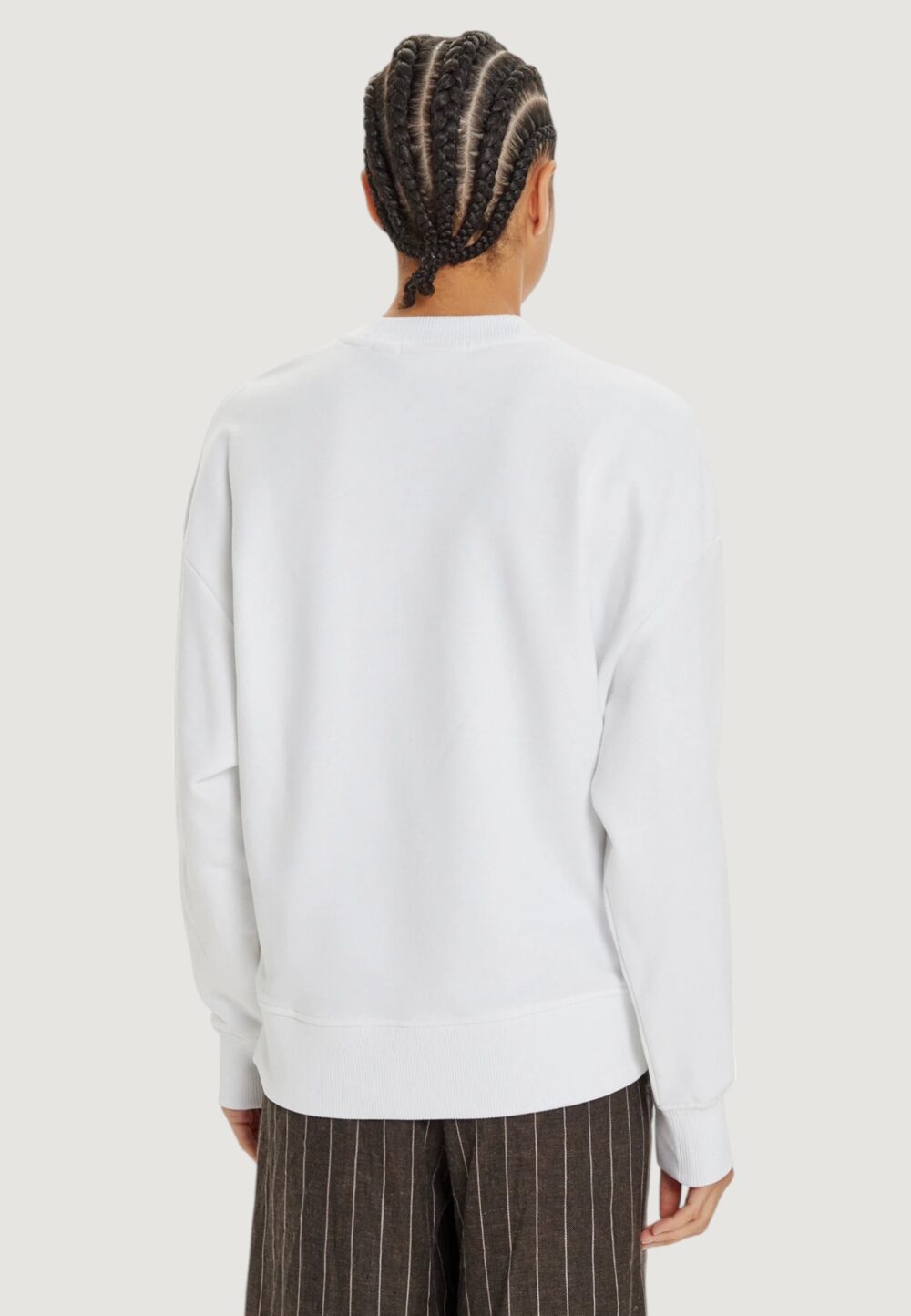 Felpa senza cappuccio Calvin Klein Jeans textured monologo cr Bianco - Foto 4