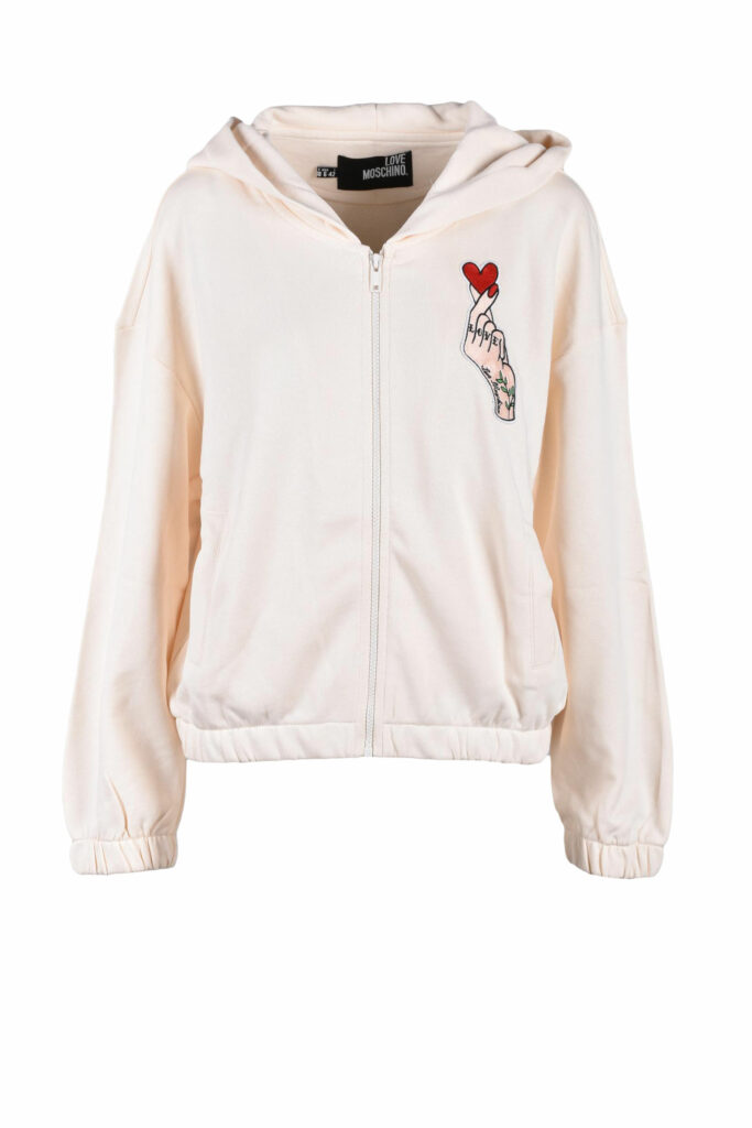 Felpa con cappuccio Love Moschino  Panna