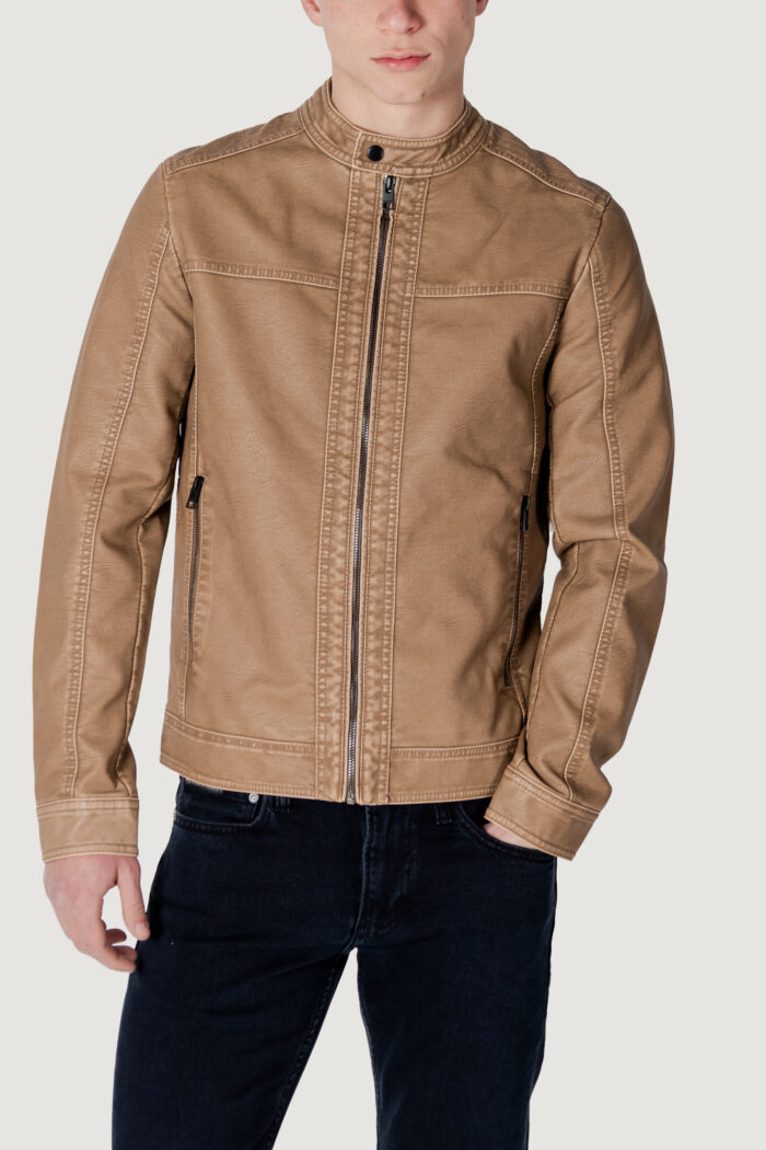 Giacchetto Jack Jones jjewarner washed pu jacket noos Beige
