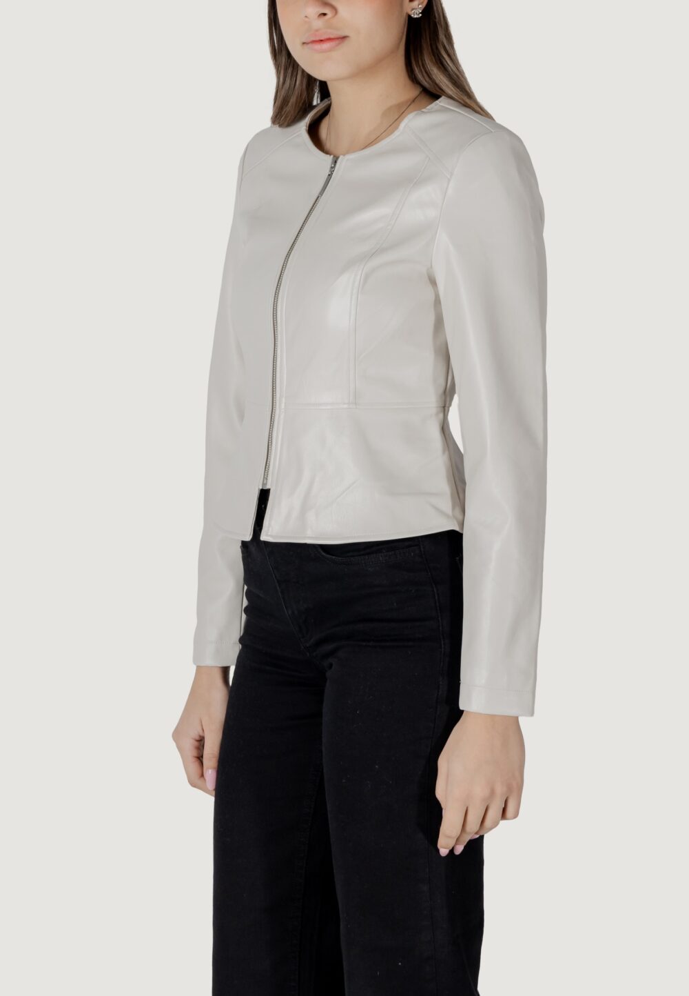 Giacchetto Only onlsaramy faux leather cc otw Panna - Foto 2