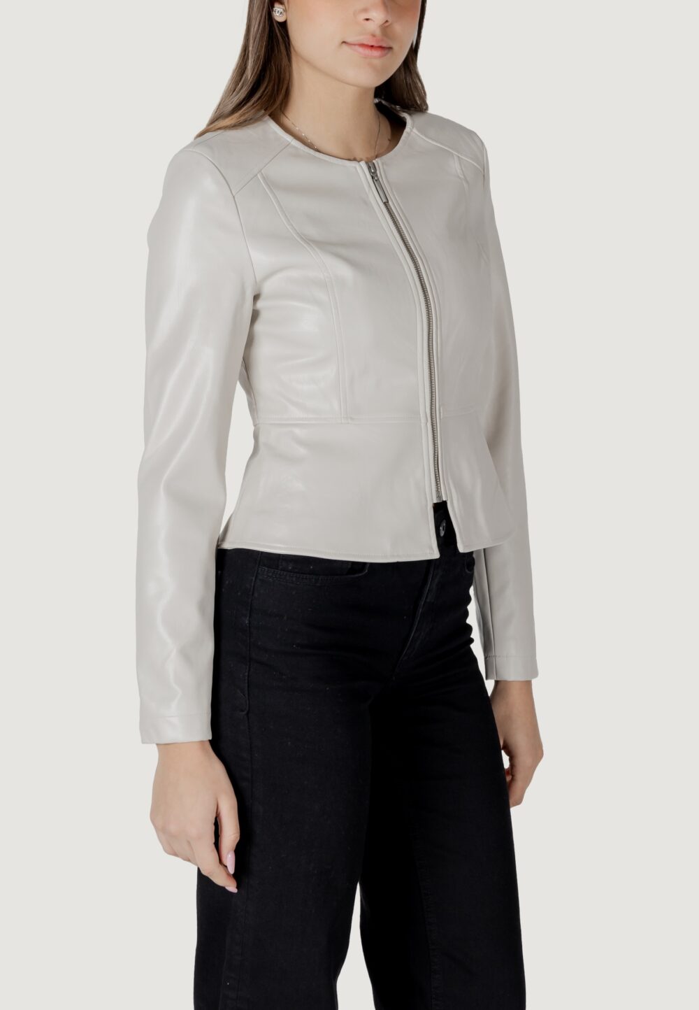 Giacchetto Only onlsaramy faux leather cc otw Panna - Foto 3