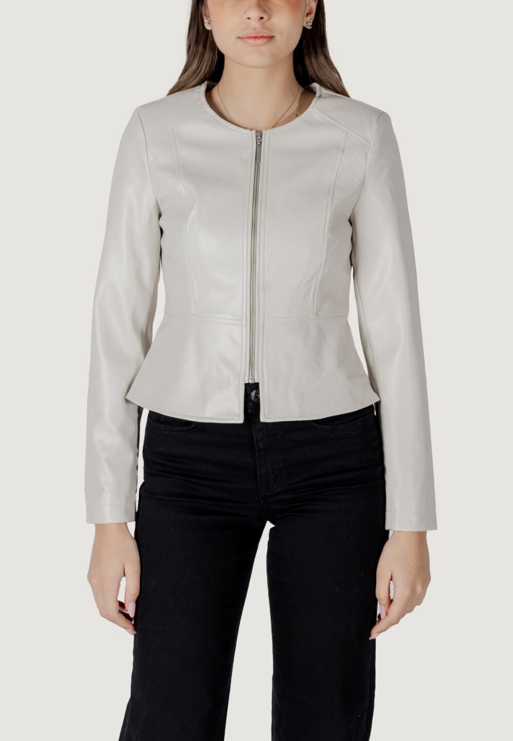 Giacchetto Only onlsaramy faux leather cc otw Panna - Foto 5