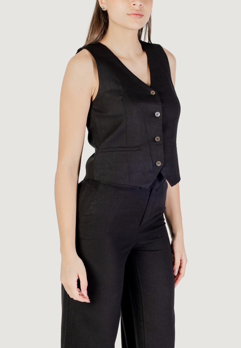 Gilet da completo Only onlcaro s/l linen blend vest cc tlr Nero - Foto 1