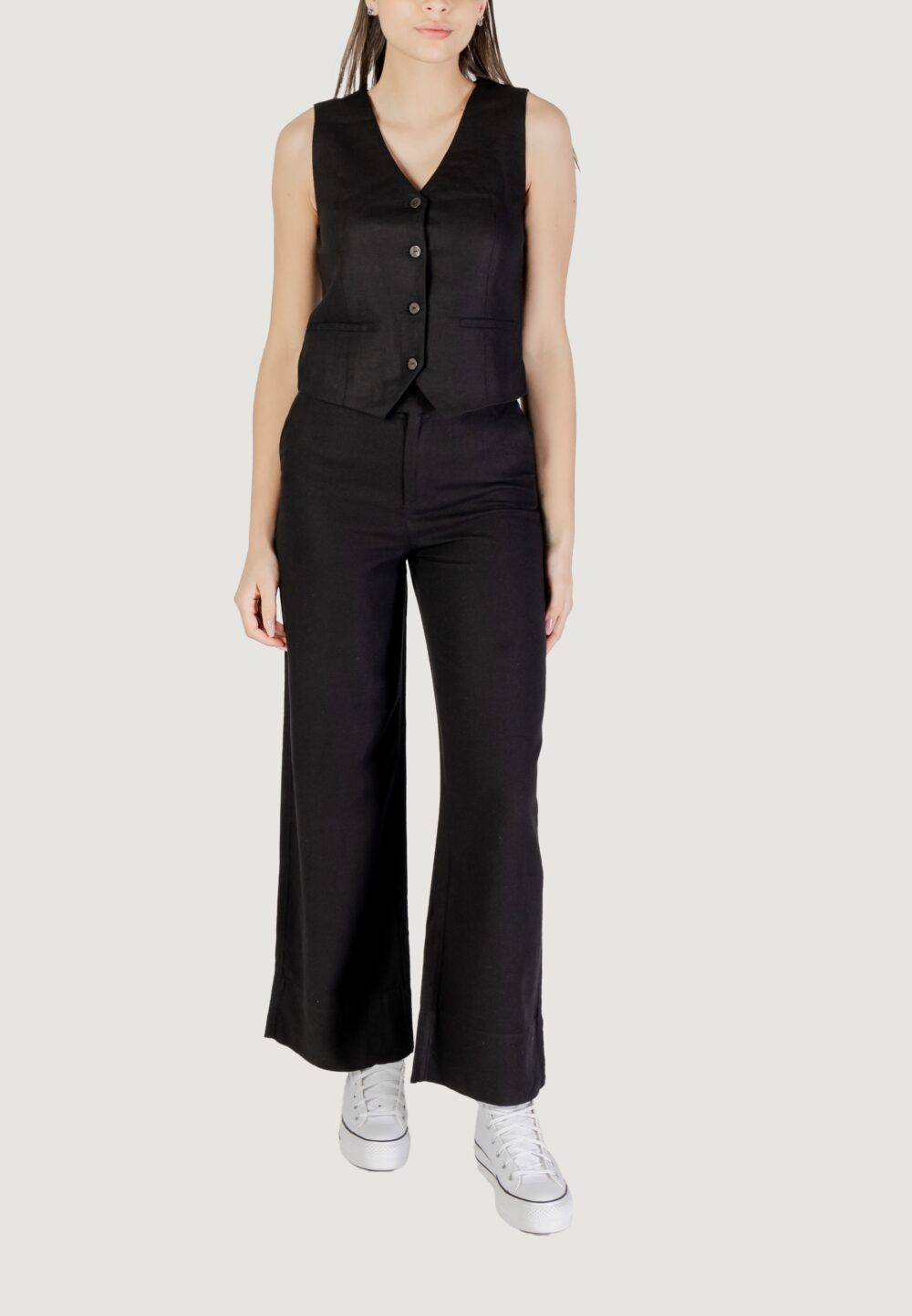 Gilet da completo Only onlcaro s/l linen blend vest cc tlr Nero - Foto 2