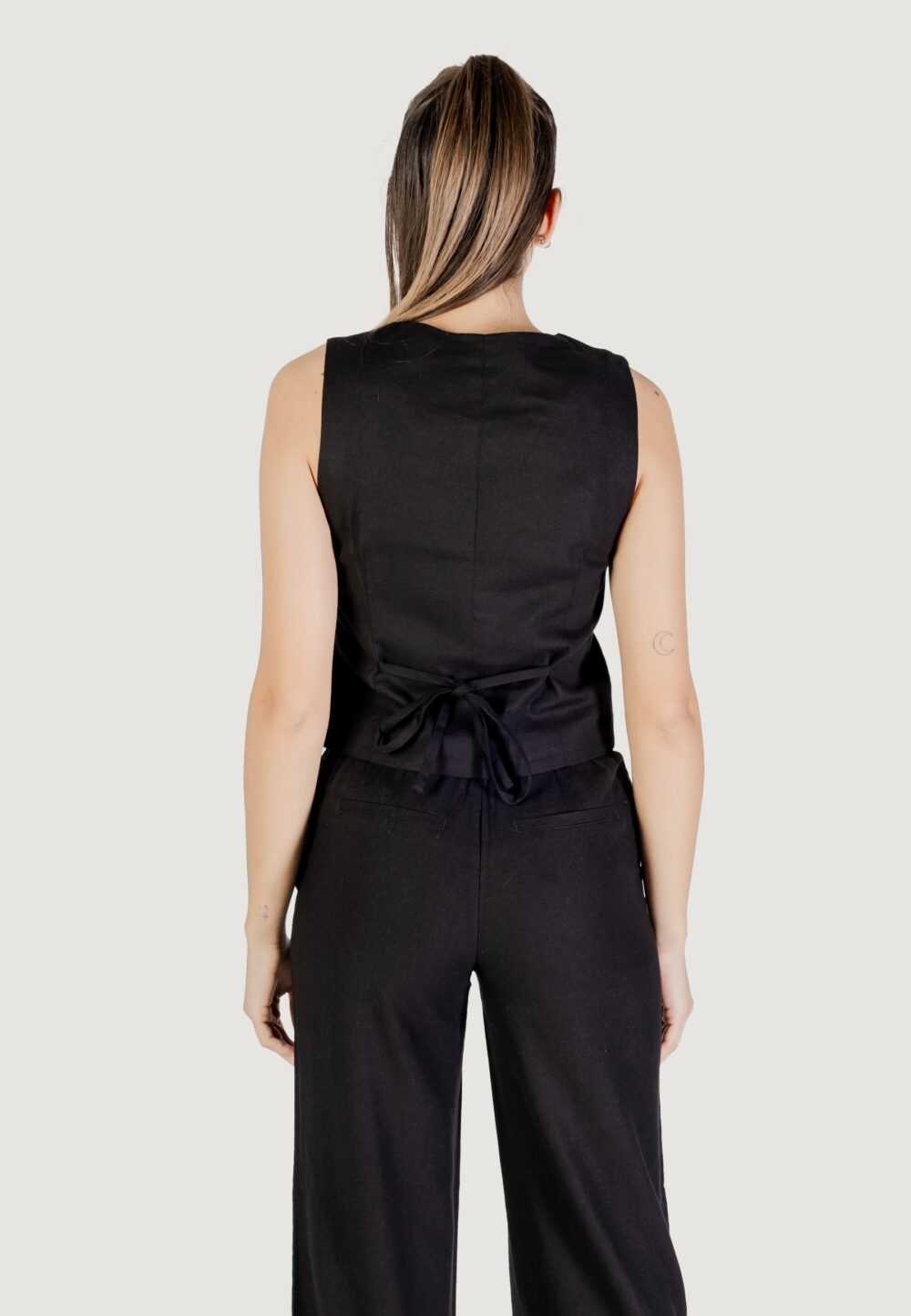Gilet da completo Only onlcaro s/l linen blend vest cc tlr Nero - Foto 5