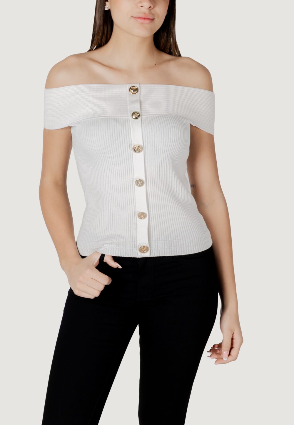 Maglia in filo manica corta Morgan De Toi Bianco - Foto 1