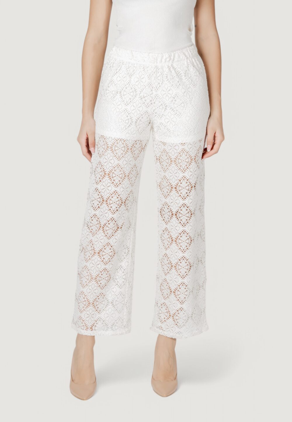 Pantaloni a palazzo Jacqueline de Yong jdyevas jrs atk Bianco - Foto 1