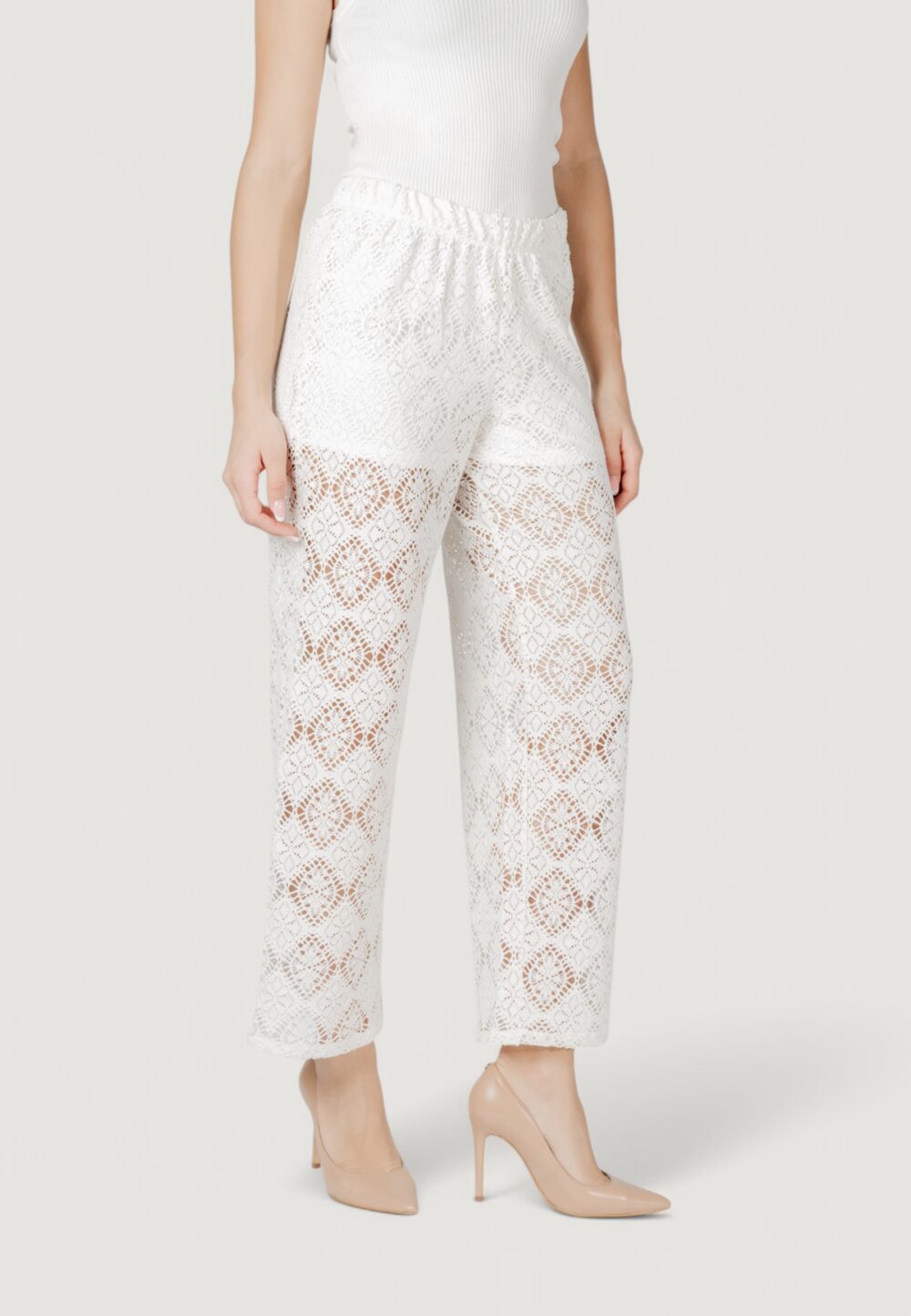 Pantaloni a palazzo Jacqueline de Yong jdyevas jrs atk Bianco - Foto 3