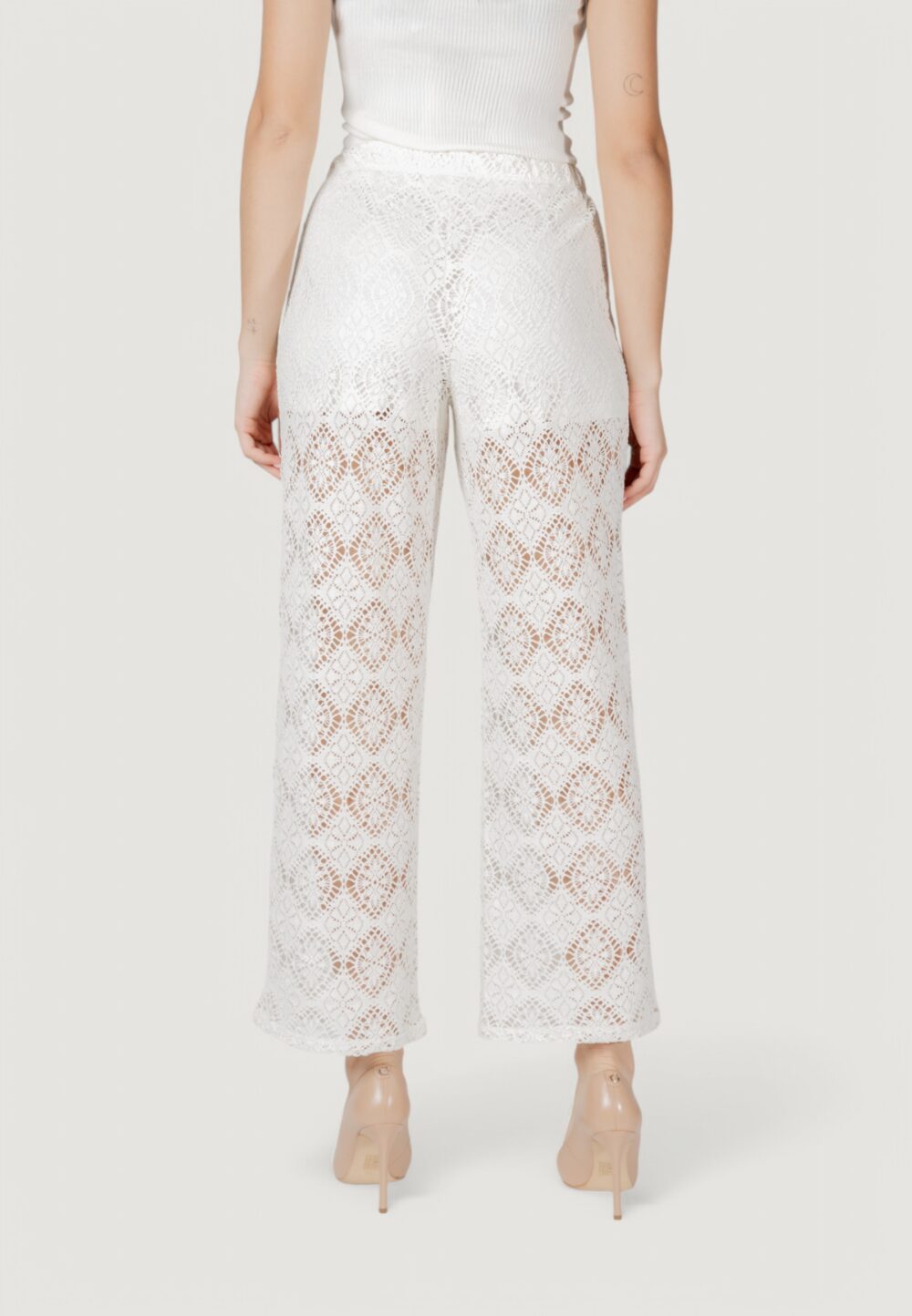 Pantaloni a palazzo Jacqueline de Yong jdyevas jrs atk Bianco - Foto 4