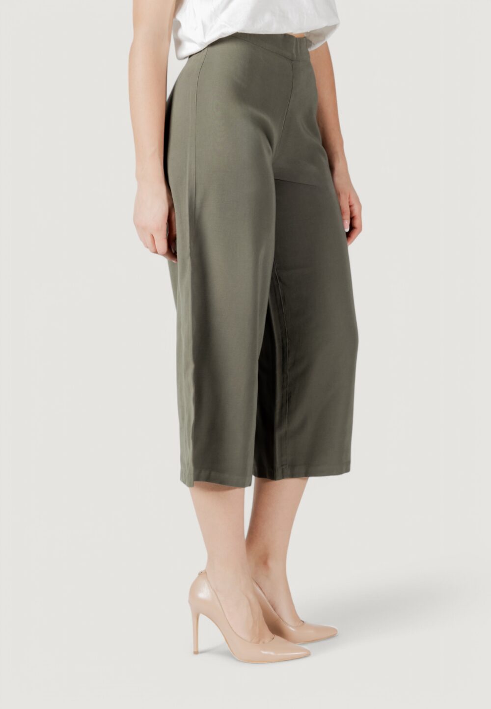 Pantaloni a palazzo Only onlaris life long culotte pant cc wvn Verde Oliva - Foto 3