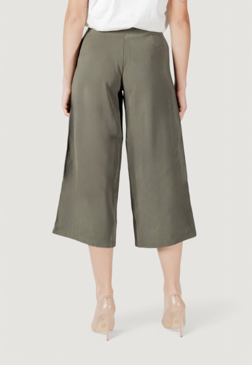 Pantaloni a palazzo Only onlaris life long culotte pant cc wvn Verde Oliva - Foto 4
