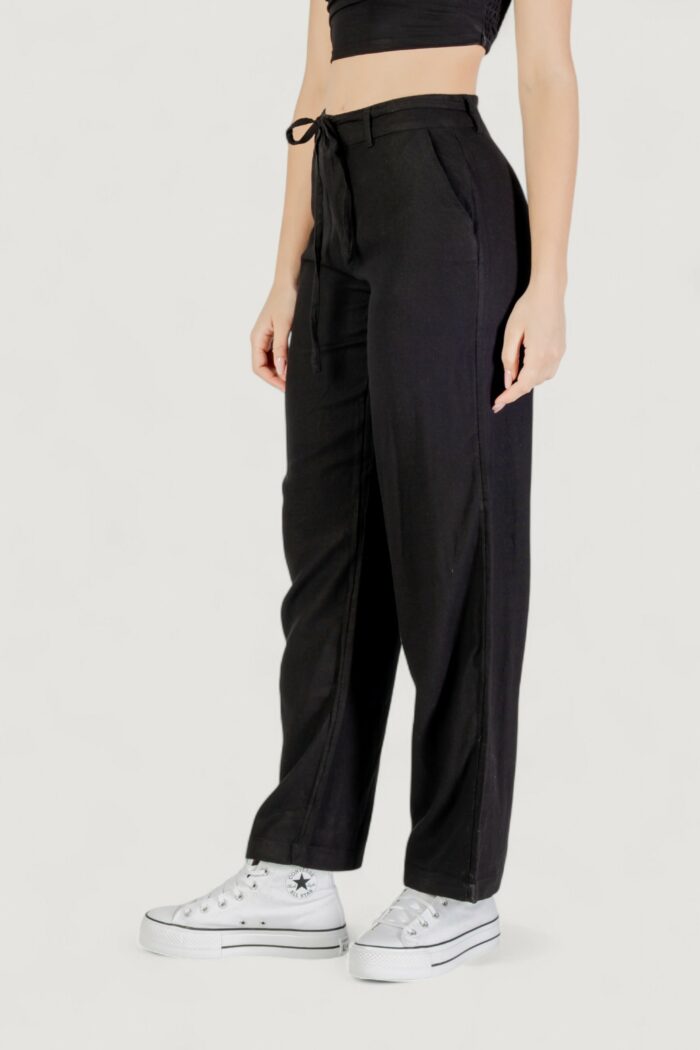 Pantaloni a sigaretta Only onlcaro mw linen bl str belt pant cc tlr Nero