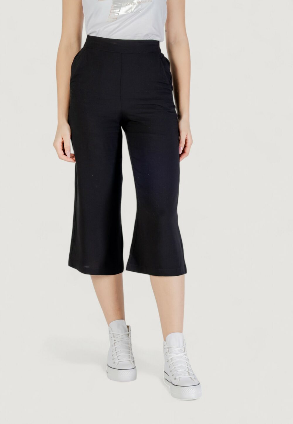 Pantaloni a sigaretta Vero Moda vmeasy joy hw culotte wvn ga Nero - Foto 1