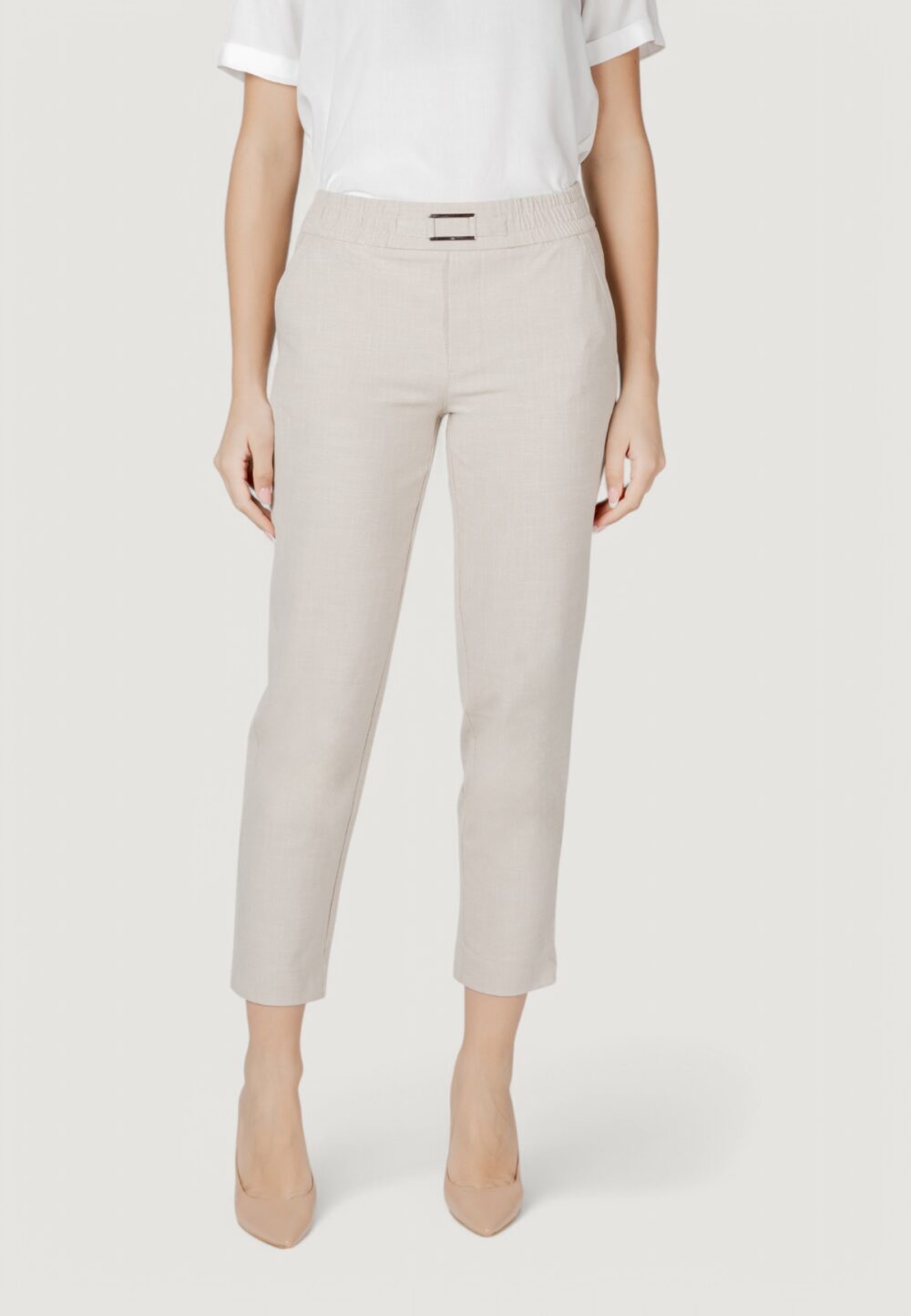 Pantaloni regular Street One ltd qr bonny buckle mela Beige chiaro - Foto 1