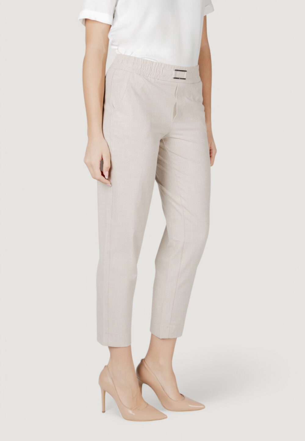 Pantaloni regular Street One ltd qr bonny buckle mela Beige chiaro - Foto 3