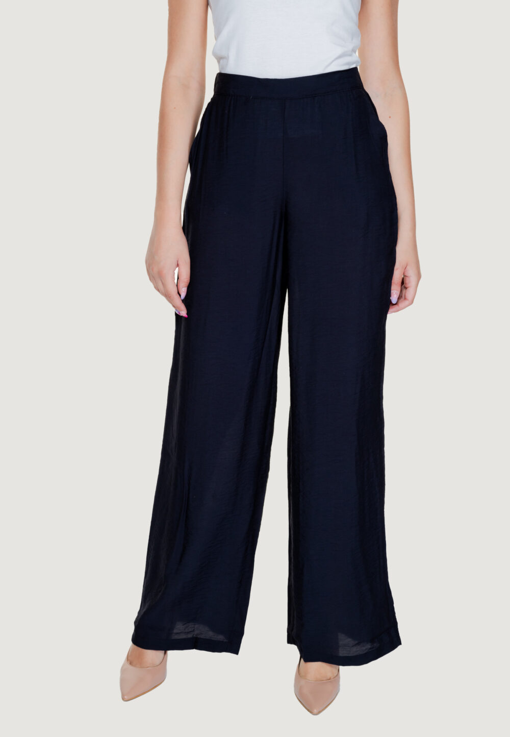 Pantaloni regular Vero Moda vmjosie hw wide pant wvn ga Nero - Foto 6