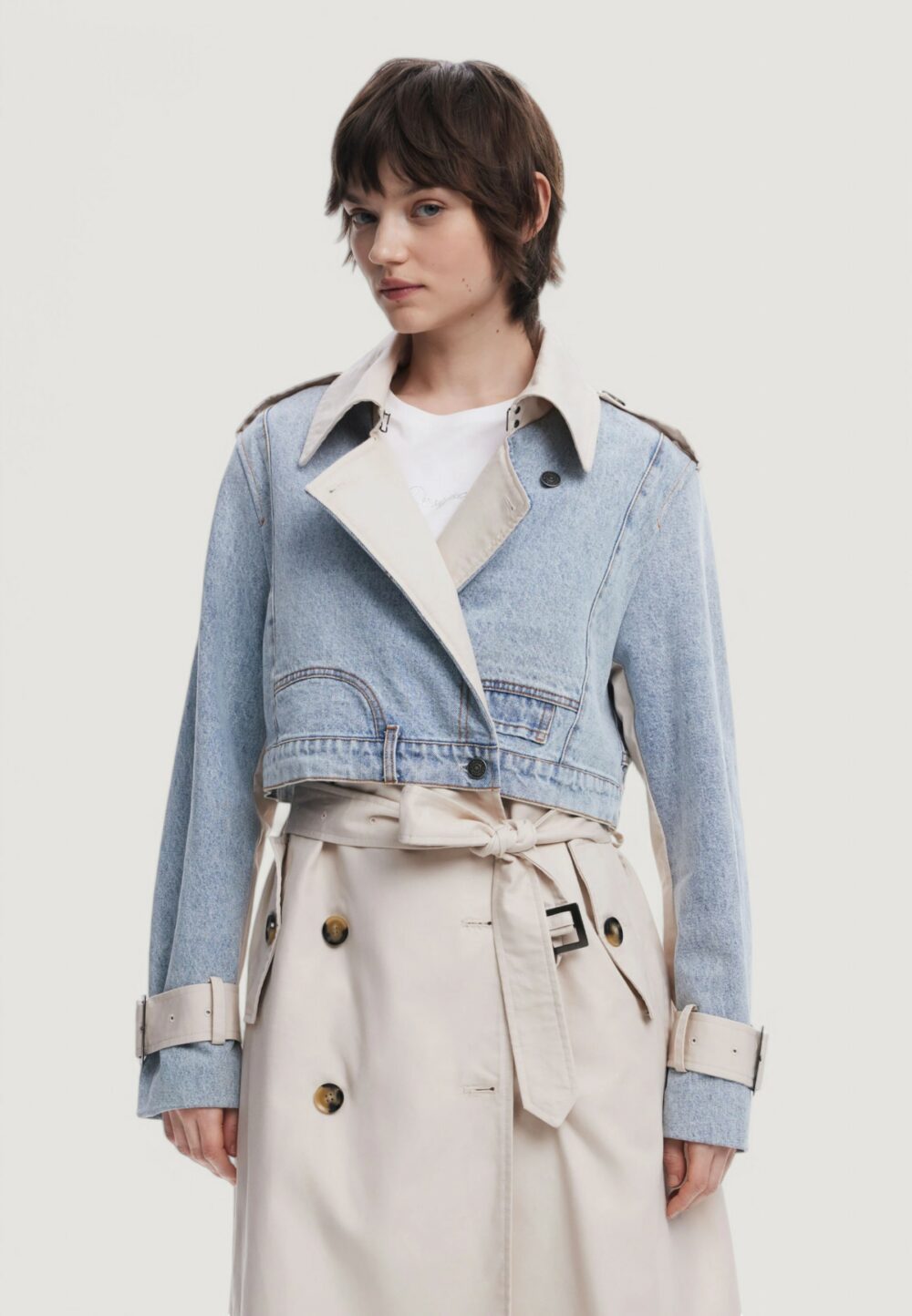 Trench Desigual chaq_memphis Denim chiaro - Foto 4