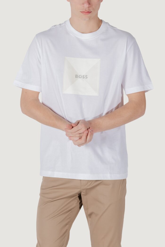 T-shirt Boss tee logo rib 10270342 01 Bianco