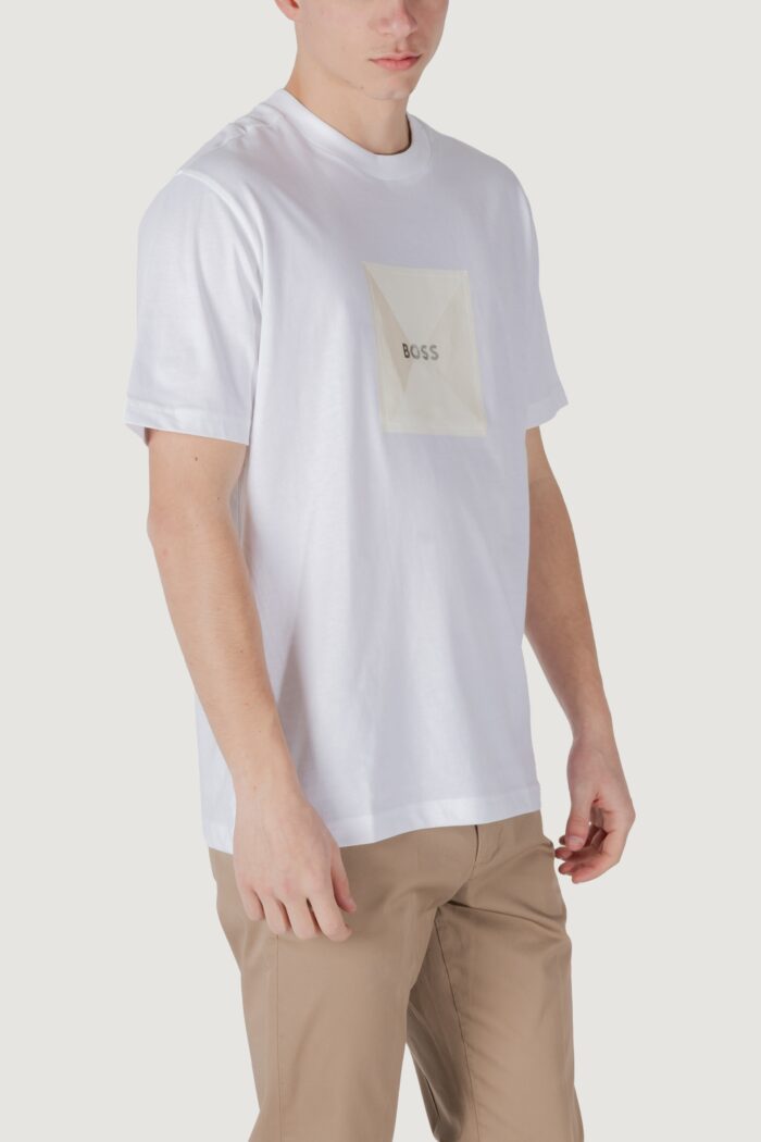 T-shirt Boss tee logo rib 10270342 01 Bianco