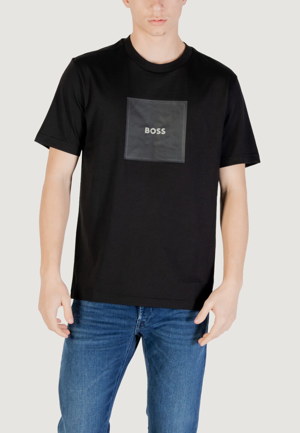 T-shirt Boss tee logo rib 10270342 01 Nero - Foto 1