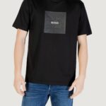 T-shirt Boss tee logo rib 10270342 01 Nero - Foto 1
