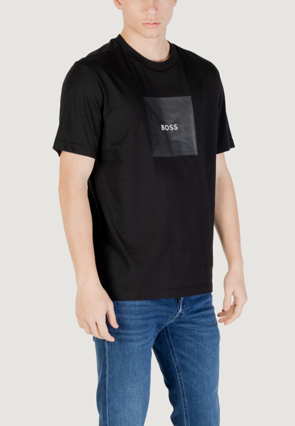 T-shirt Boss tee logo rib 10270342 01 Nero - Foto 3
