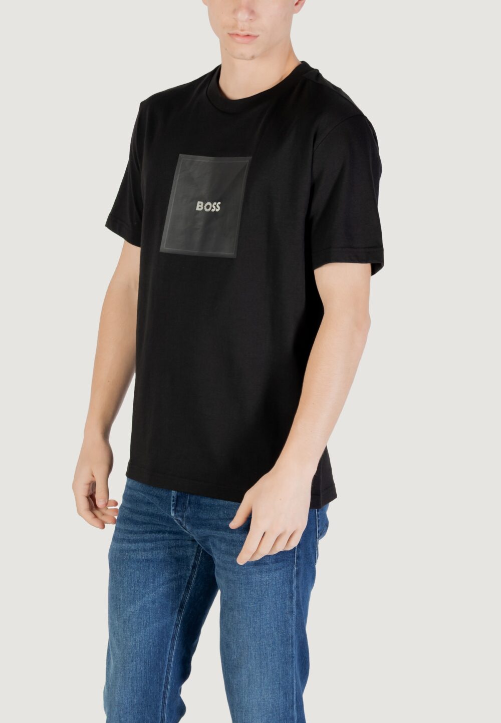 T-shirt Boss tee logo rib 10270342 01 Nero - Foto 4