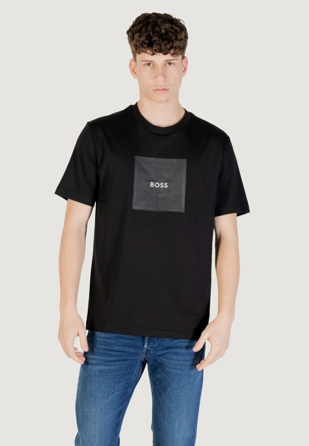 T-shirt Boss tee logo rib 10270342 01 Nero - Foto 6