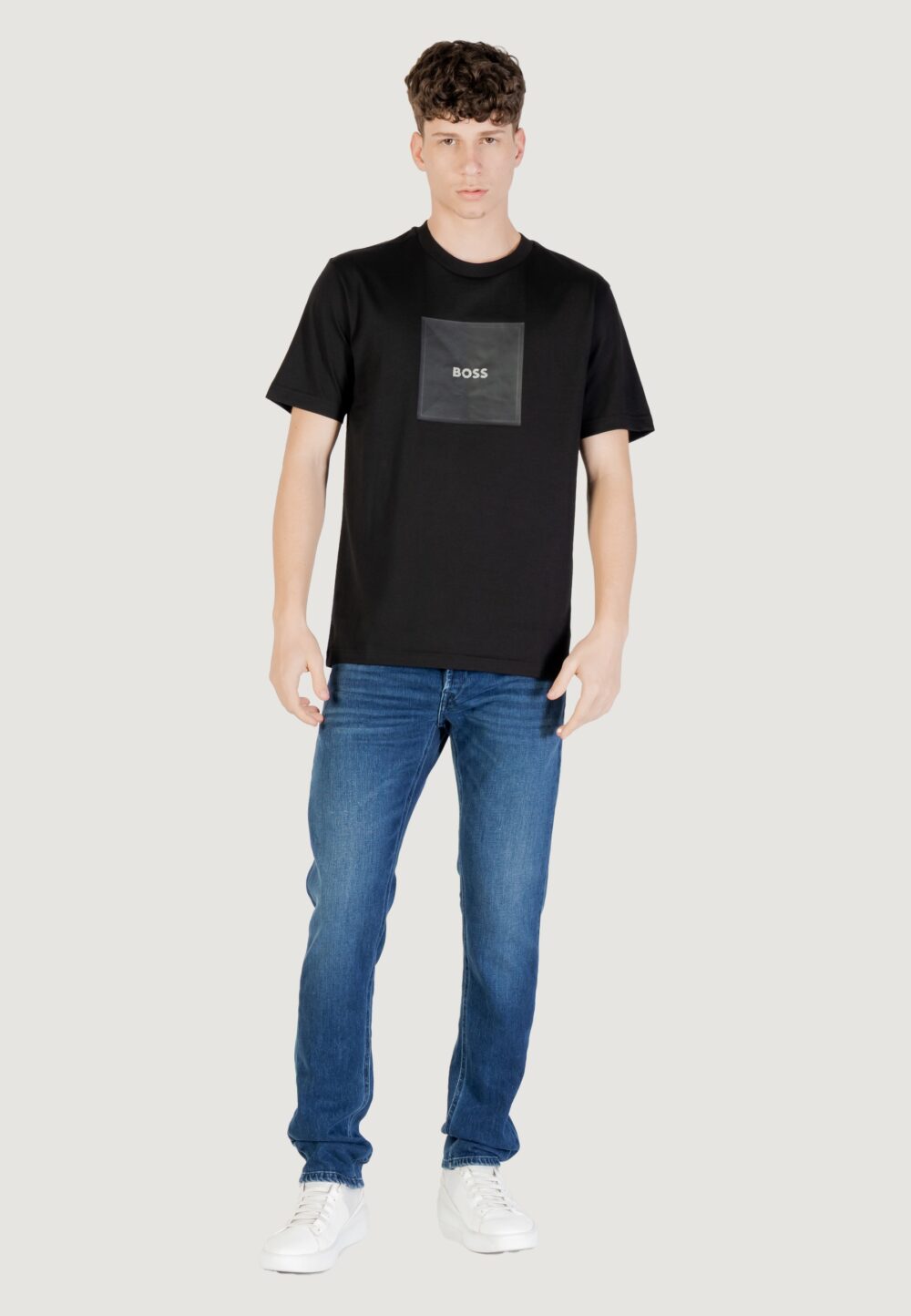 T-shirt Boss tee logo rib 10270342 01 Nero - Foto 7