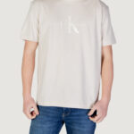 T-shirt Calvin Klein Jeans shiny monologo tee Beige chiaro - Foto 1