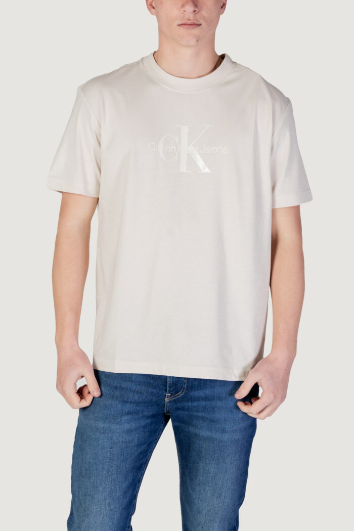 T-shirt Calvin Klein Jeans shiny monologo tee Beige chiaro