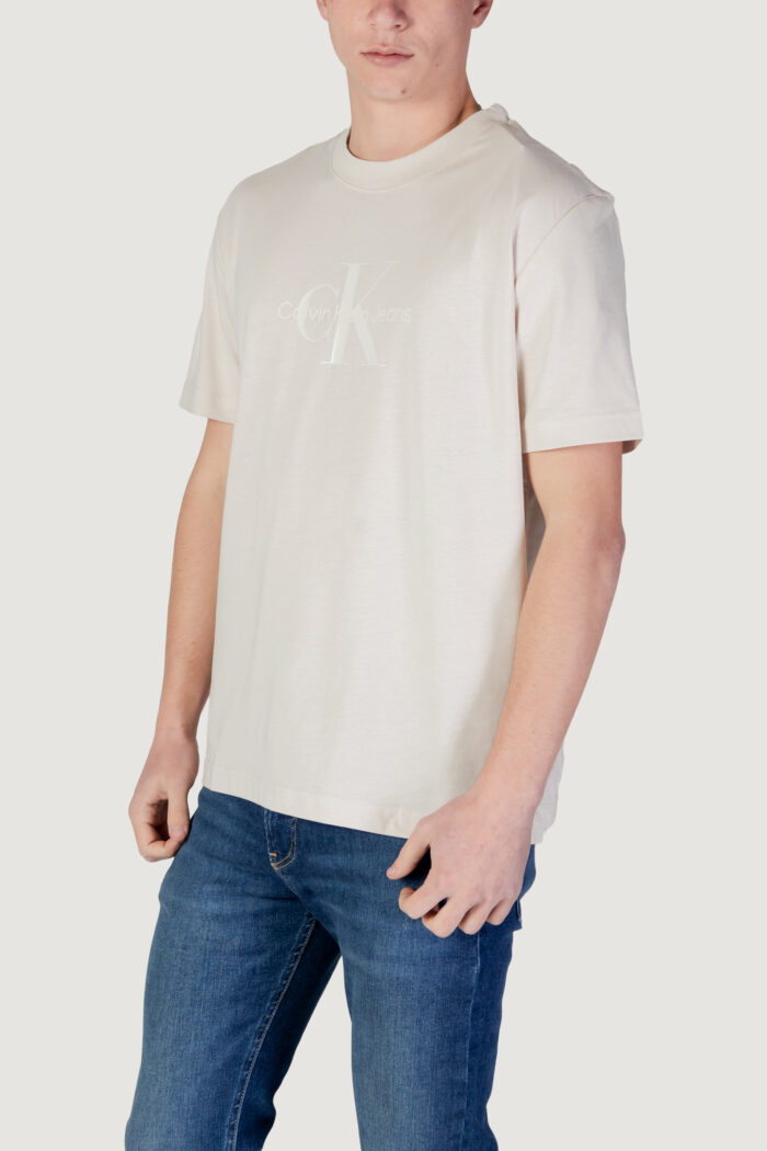 T-shirt Calvin Klein Jeans shiny monologo tee Beige chiaro
