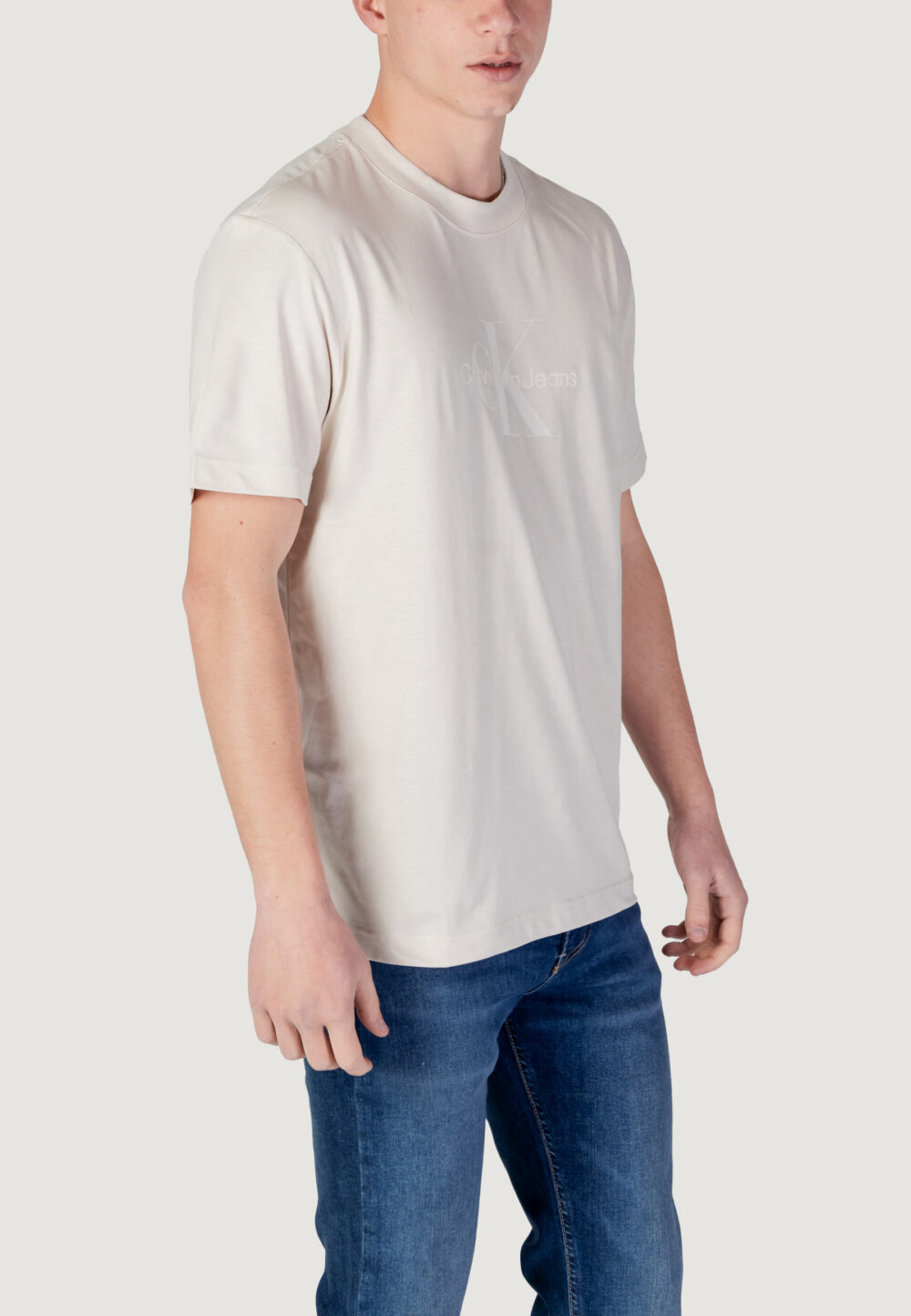 T-shirt Calvin Klein Jeans shiny monologo tee Beige chiaro - Foto 4