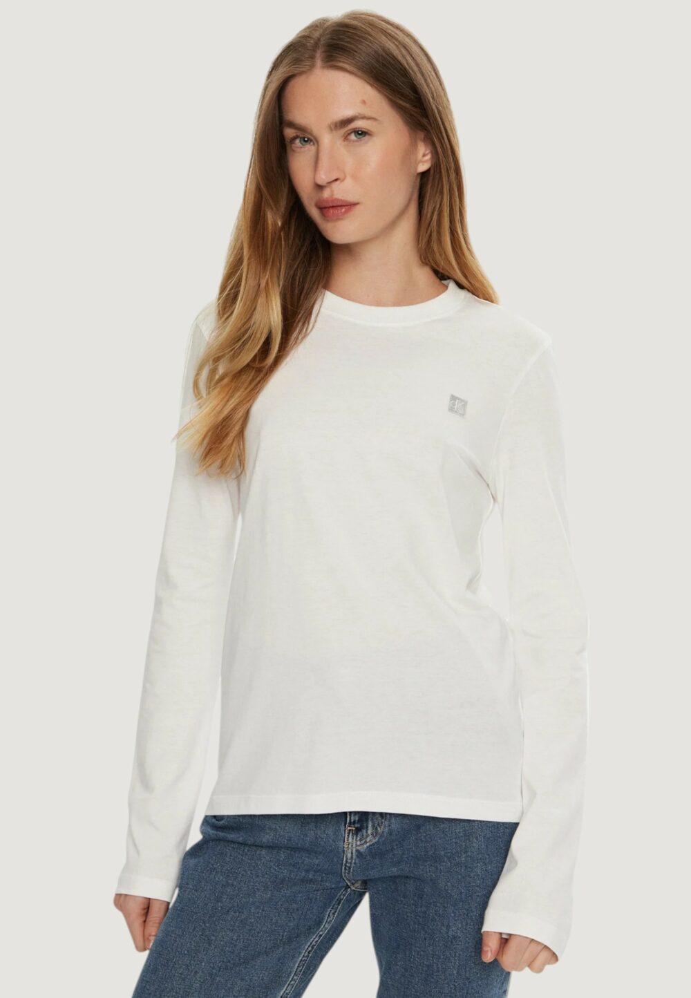 T-shirt Calvin Klein Jeans ck embro regular lon Bianco - Foto 1