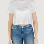 T-shirt Calvin Klein Jeans ss liquid ck cropped Bianco - Foto 1