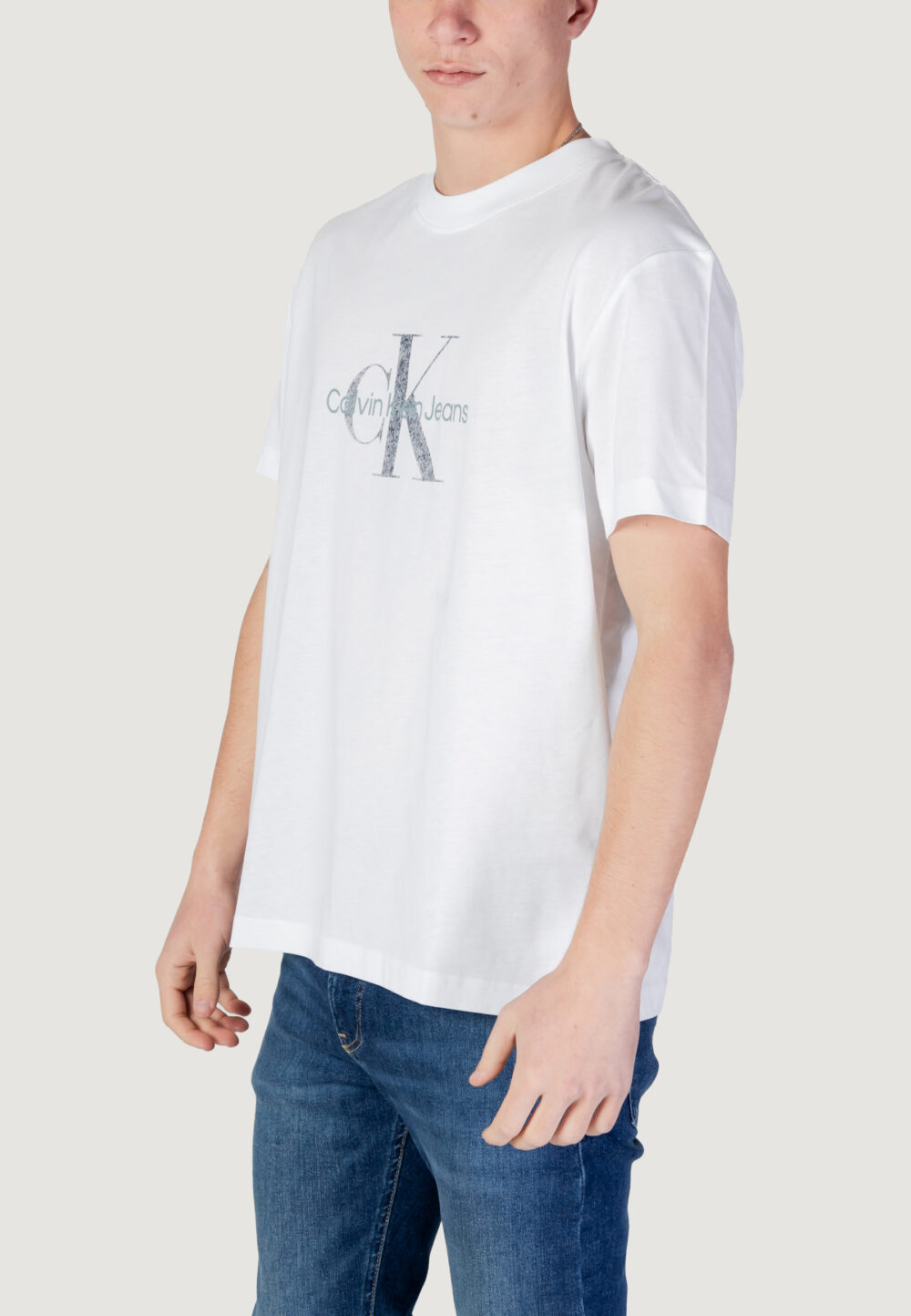 T-shirt Calvin Klein Jeans textured monologo tee Bianco - Foto 2