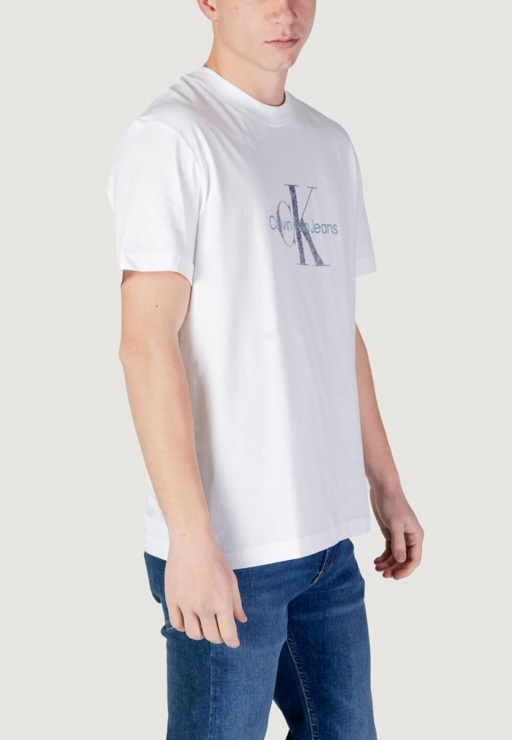 T-shirt Calvin Klein Jeans textured monologo tee Bianco - Foto 3
