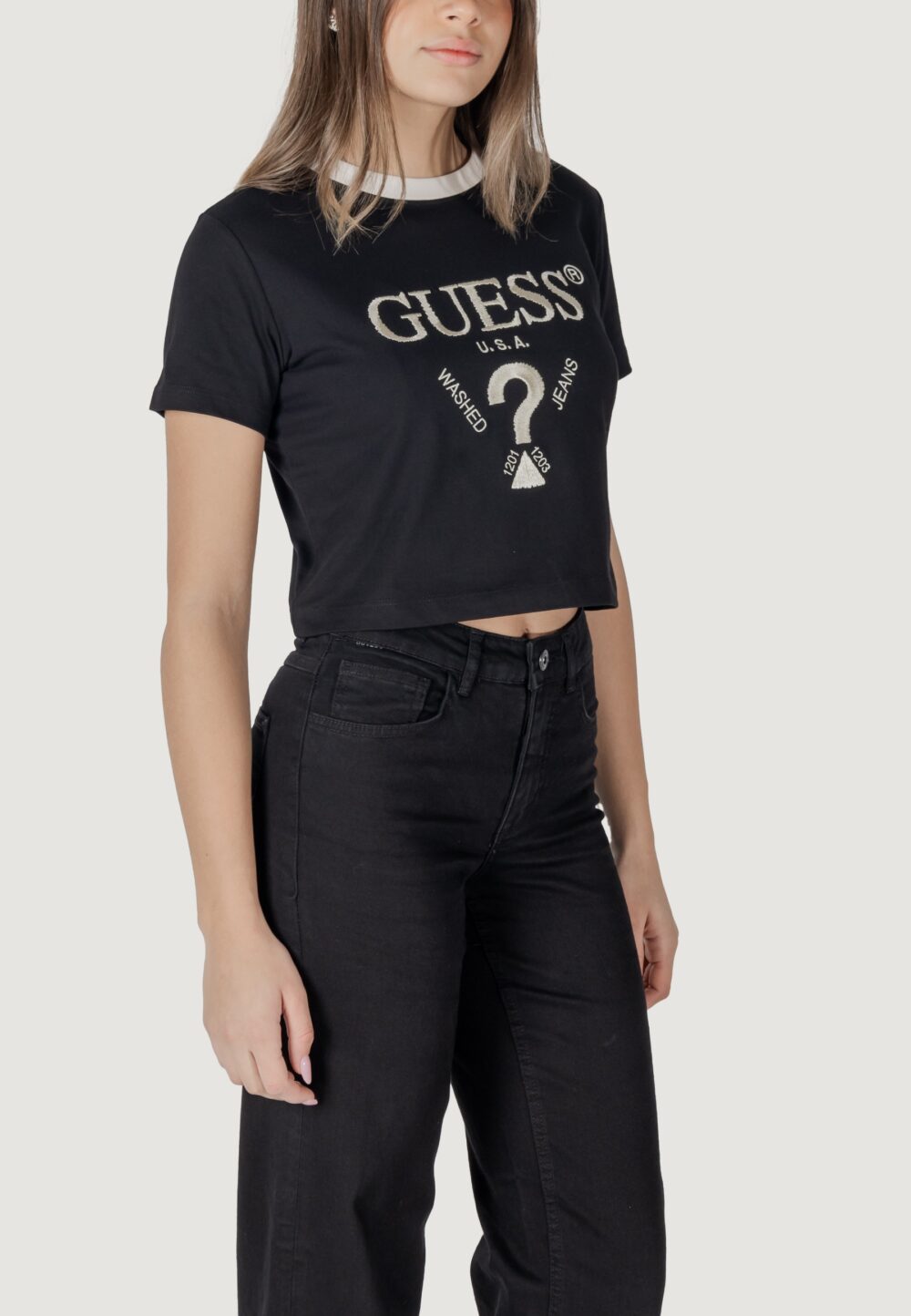 T-shirt Guess Active filanta crop tee Nero - Foto 1