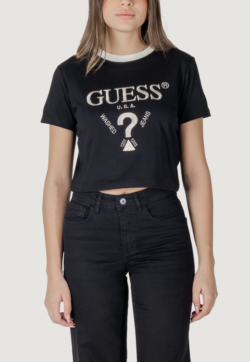 T-shirt Guess Active filanta crop tee Nero - Foto 2