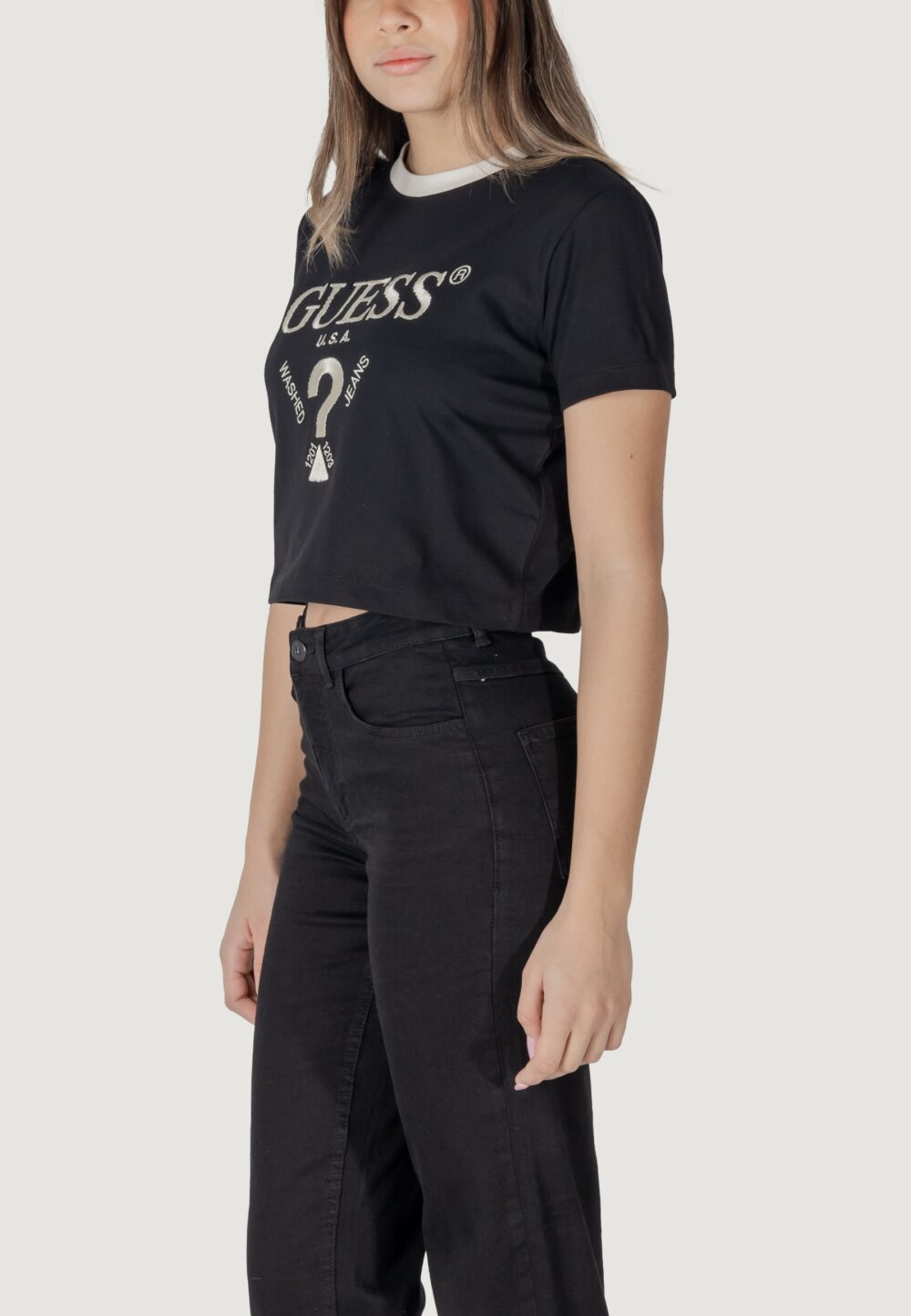 T-shirt Guess Active filanta crop tee Nero - Foto 4