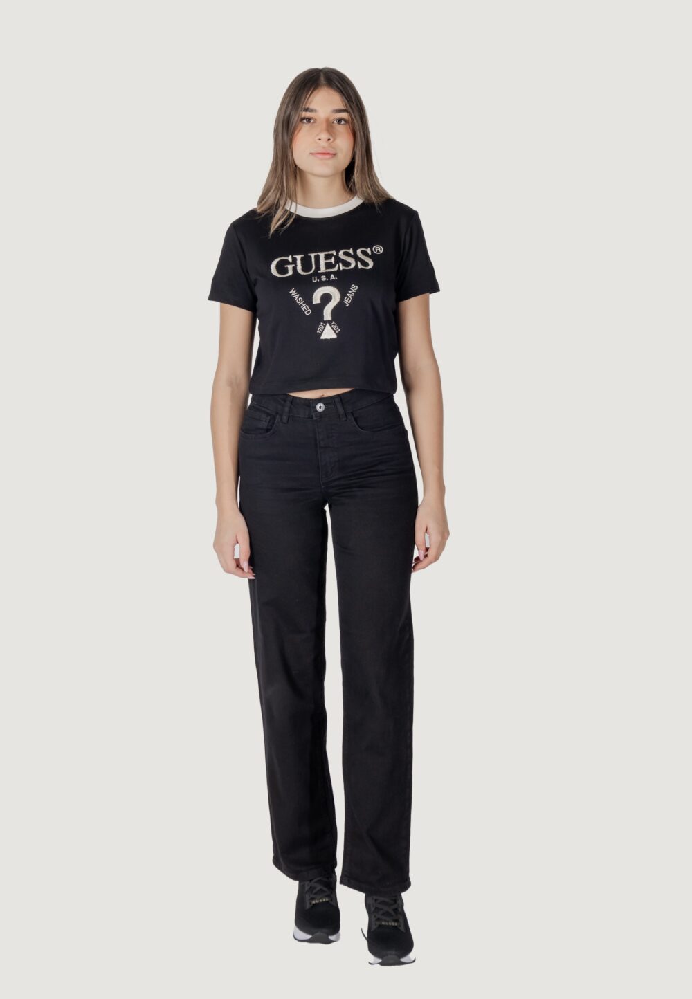 T-shirt Guess Active filanta crop tee Nero - Foto 6