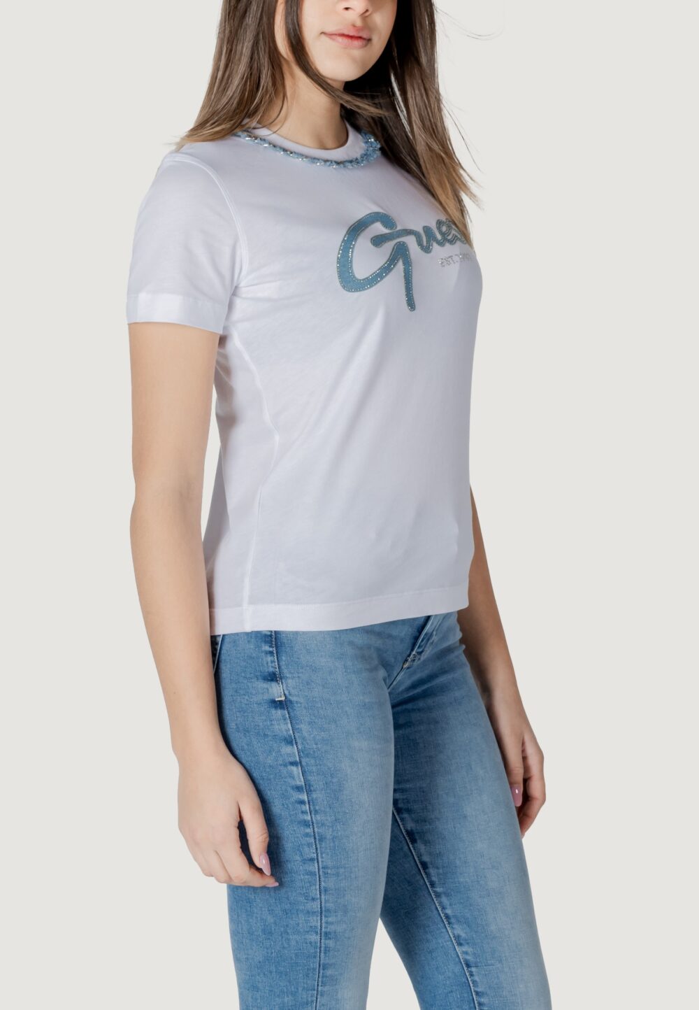 T-shirt Guess cn ss jeans chain te Bianco - Foto 2