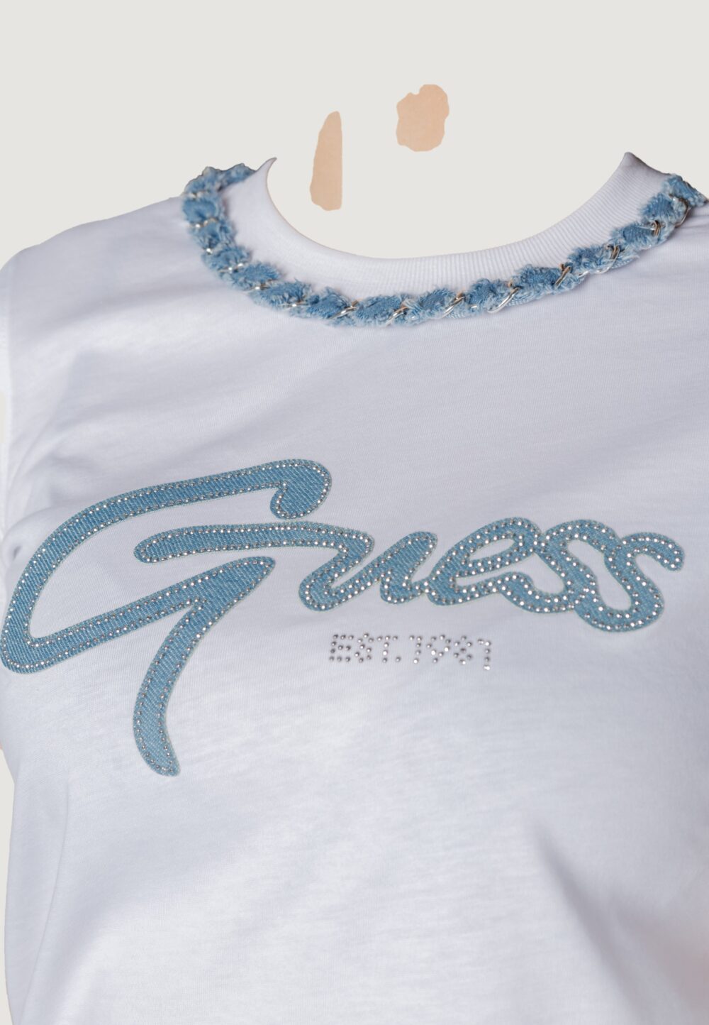 T-shirt Guess cn ss jeans chain te Bianco - Foto 8